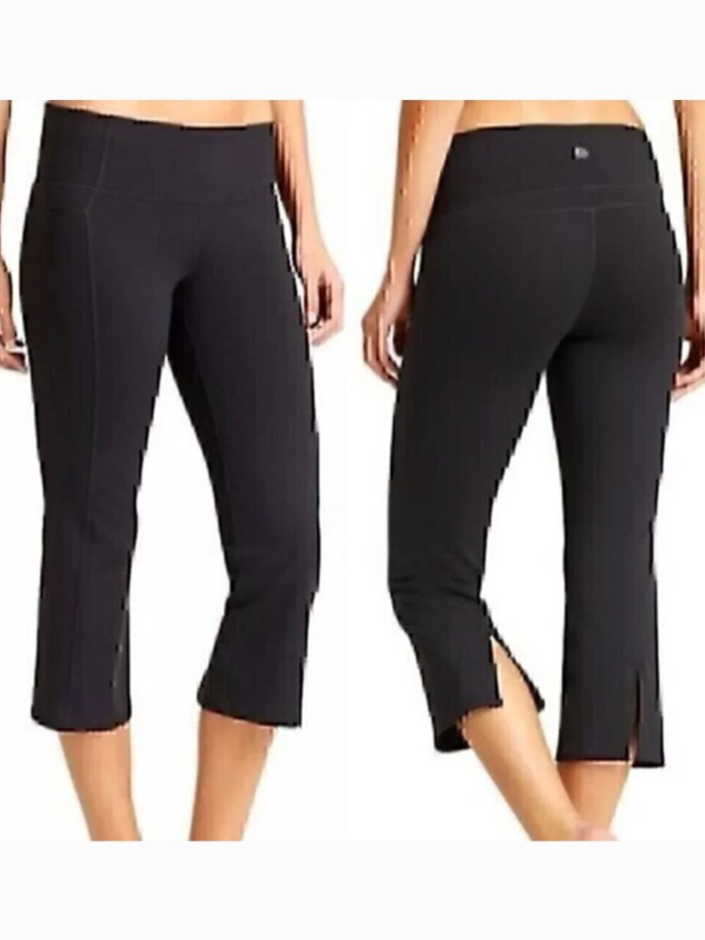 ATHLETA Power Up Capri Black Mid Rise Straight Leg Capris Yoga Pants Leggings XS